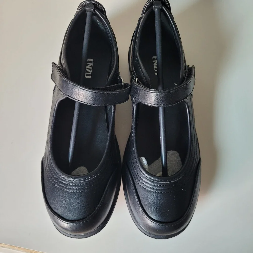 ENZO Elyse Kids Mary Jane Shoes Black School Uniform Dress Flats Girl Size 2